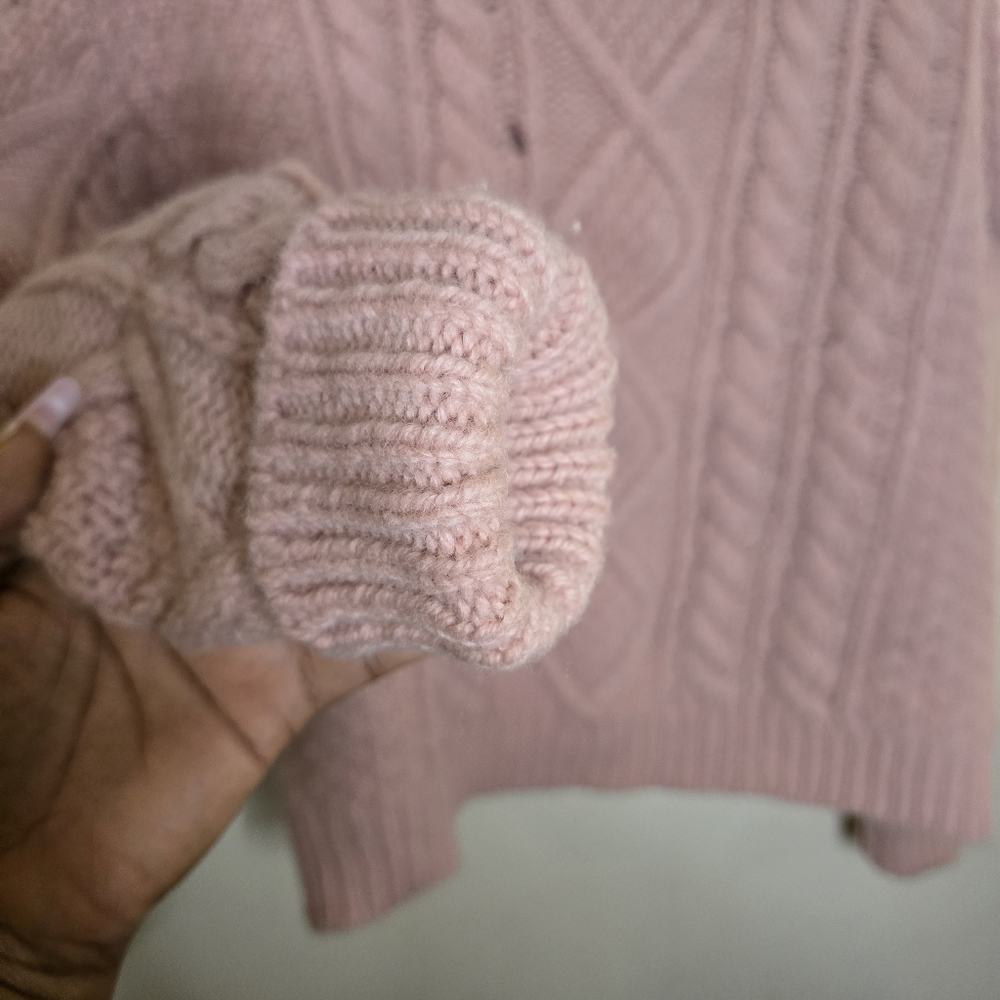 Vintage Laura Ashley Wool Cable Knit Turtleneck Women's Size S/M Pink Scotland - Picture 12 of 13